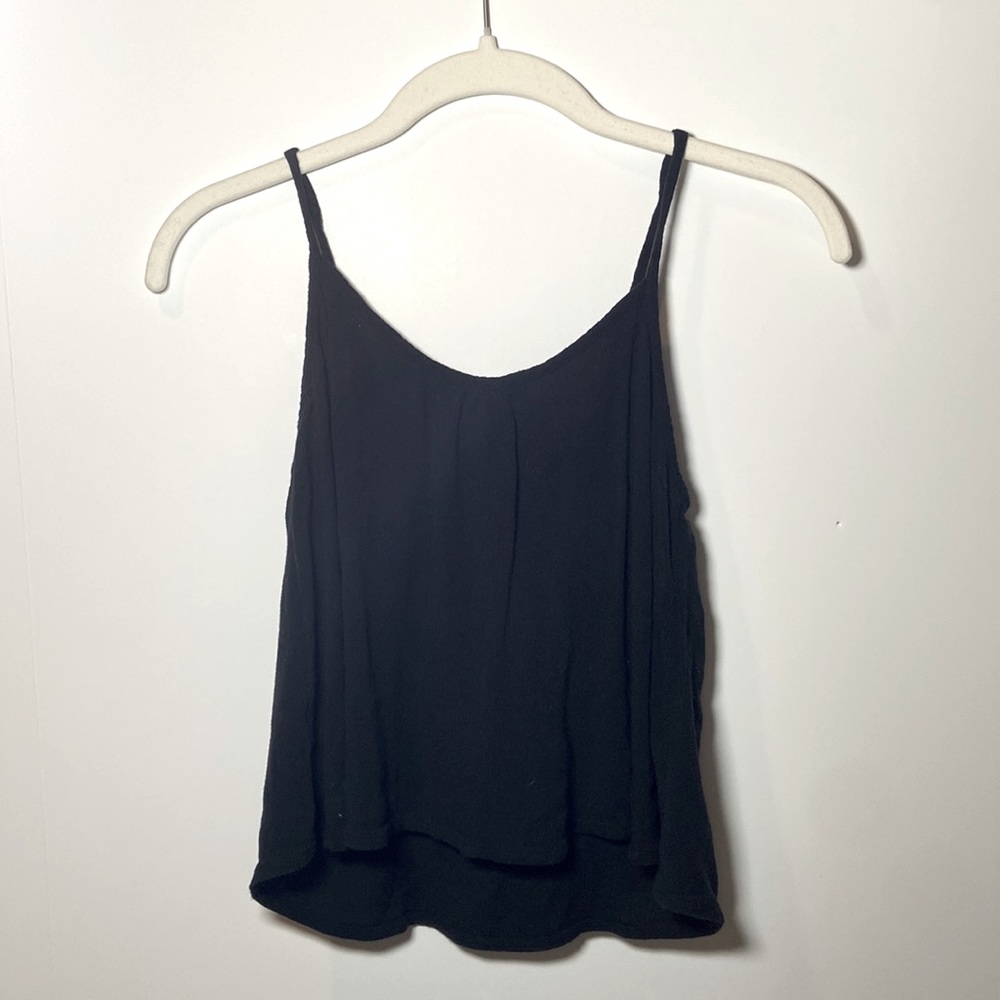 Black flowy tank top. Size: X small adjustable straps.